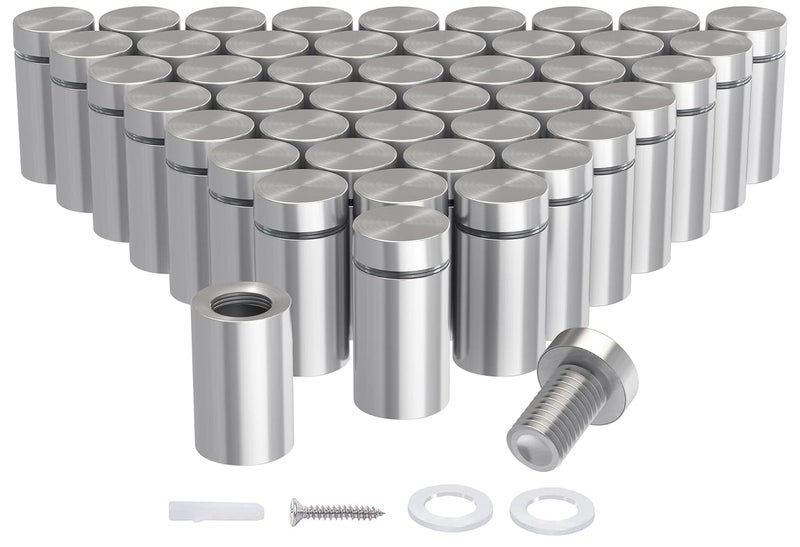 LuckIn 50-Pack Standoff Screws (1/2 in. Dia x 3/4 in. L), Stainless Steel Standoff Mounting Hardware for Acrylic Signs, Silver - Image 1